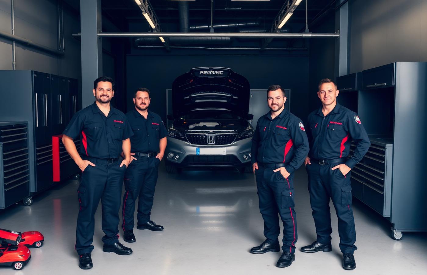 Equipo de mecánicos capacitados de AutoStreet en el taller de Tunja